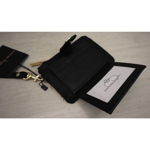 Nanette Lepore 28720379 Black Vegan Leather “Kerri” Pebble Card Case Wristlet - Picture 4 of 5